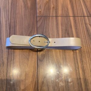 Stephen Pollins real leather belt, pewter buckle, sz 32, EUC